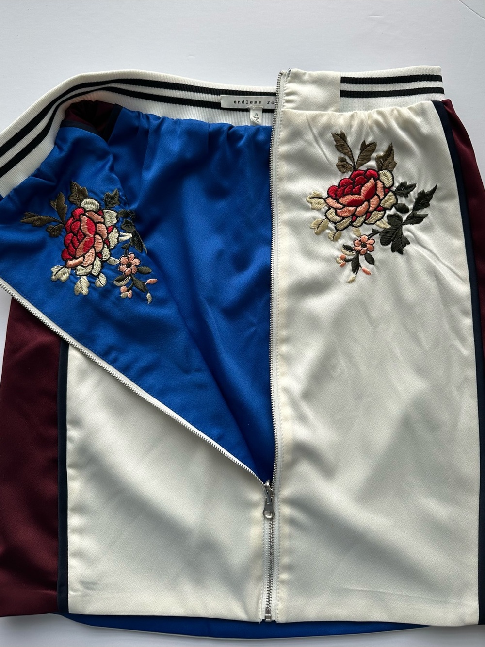 Endless Rose Reversible Pencil Skirt with Floral Embroidery